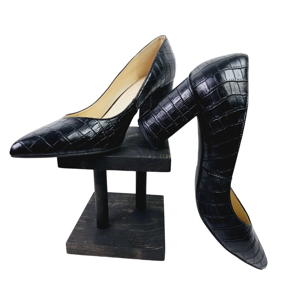 Liz Claiborne Refined Comfort Haslett Vegan Leather Block Heel Pumps Sz 10M